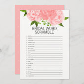 サンゴフローラブライダルシャワー単語スクランブルゲームカード 招待状 (正面/裏面)