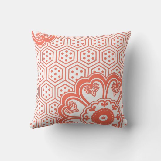 サンゴフローラレトロ模様枕 クッション (裏面)