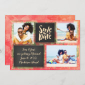 サンゴフローラ写真結婚式の日付を保存 セーブザデート (正面/裏面)