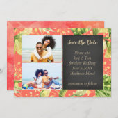 サンゴフローラ写真結婚式の日付を保存 セーブザデート (正面/裏面)