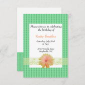 サンゴフローラ及びダイヤモンド誕生日招待状 招待状 (正面/裏面)