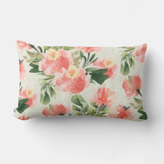 サンゴフローラ水彩腰椎装飾用クッション ランバークッション (正面)