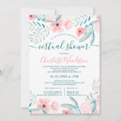 サンゴフローラ水色スクリプト仮想シャワー 招待状 (正面)