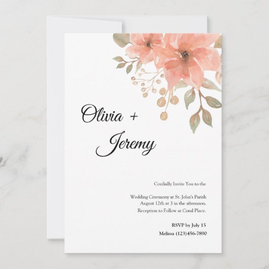 サンゴフローラ結婚式招待状 招待状 (正面)