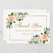 サンゴフローラ結婚金ゴールドサンキュー サンキューカード (正面/裏面)
