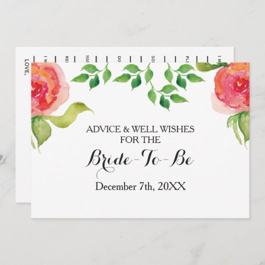 サンゴブライダルシャワーアドバイスとウェルウィスカード アドバイスカード (正面/裏面)