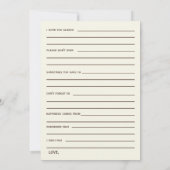 サンゴブライダルシャワーアドバイスとウェルウィスカード 招待状 (裏面)