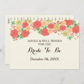 サンゴブライダルシャワーアドバイスとウェルウィスカード 招待状 (正面/裏面)