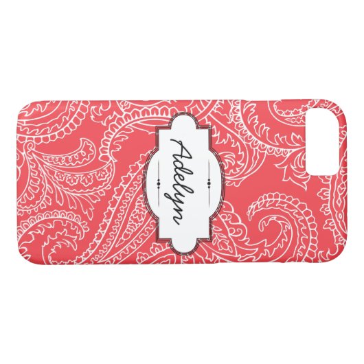 サンゴペイズリーiPhone 7かろうじてケース Case-Mate iPhoneケース (裏面(横))