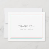 サンゴモダンとティール（緑がかった色）縁どサンキューカード サンキューカード (正面)