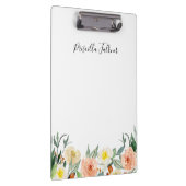 サンゴモダンと桃の水色の花モノグラム クリップボード (右)