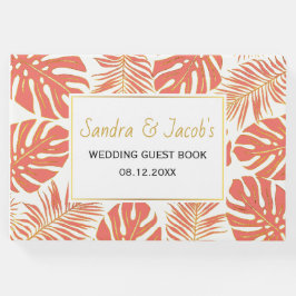 サンゴモダンと金ゴールドのトロピ葉カル結婚と ゲストブック