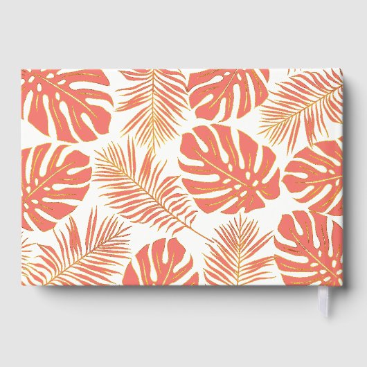 サンゴモダンと金ゴールドのトロピ葉カル結婚と ゲストブック (裏面)