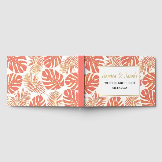 サンゴモダンと金ゴールドのトロピ葉カル結婚と ゲストブック (全面)