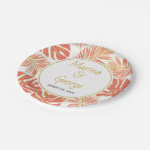 サンゴモダンと金ゴールドのトロピ葉カル結婚と ペーパープレート (アングル)