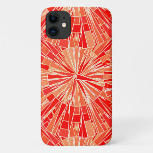 サンゴモダンオレンジのジオメトリモザイク iPhone 11 ケース