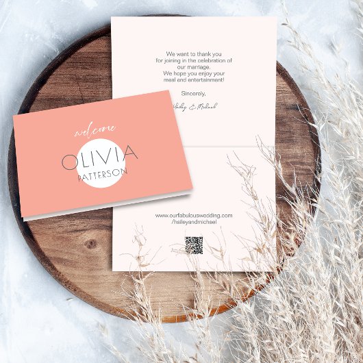 サンゴモダン名プレイスカードQRコードサンキューカード サンキューカード