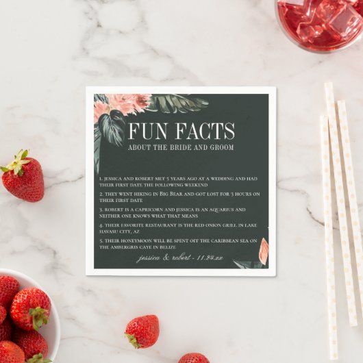 サンゴモダン熱帯おもしろい事実 スタンダードカクテルナプキン (インサイチュ)