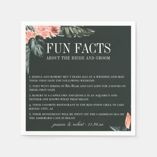 サンゴモダン熱帯おもしろい事実 スタンダードカクテルナプキン (正面)