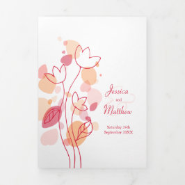 サンゴモダン赤紙吹雪花結婚花びら 三つ折りプログラム