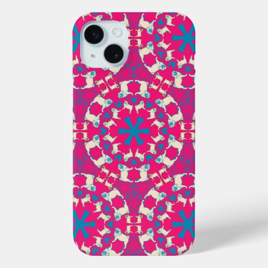 サンゴモダン赤色のパグ模様 Case-Mate iPhoneケース (裏面)