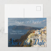 サンゴリーニのオイアが午後の太陽にきらきらと輝く。 インビテーションポストカード (正面/裏面)