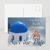 サンゴリーニの教会 - 午後の太陽に照らされて インビテーションポストカード (正面/裏面)