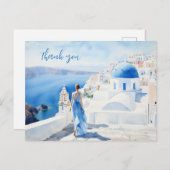 サンゴリーニの水彩画、青い色、感謝を込めて ポストカード (正面/裏面)