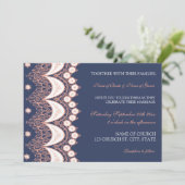 サンゴレース模様フォト結婚式招待状カード 招待状 (スタンド正面)