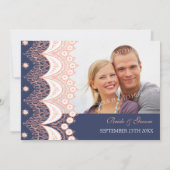 サンゴレース模様フォト結婚式招待状カード 招待状 (裏面)