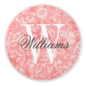 サンゴヴィンテージフローラプリントモノグラム セラミックノブ (正面)