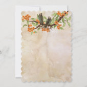 サンゴヴィンテージラブバードティー染み結婚式招待 招待状 (裏面)