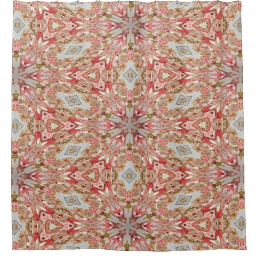 サンゴ万華鏡のように千変万化するパターン シャワーカーテン (正面)