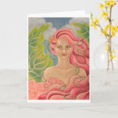 サンゴ人魚の挨拶状 カード (黄色い花)