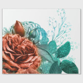 サンゴ及びターコイズフローラ ラッピングペーパー (フラット)