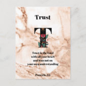 サンゴ大理石Tモノグラムパーソナライズされた聖句 ポストカード (正面)