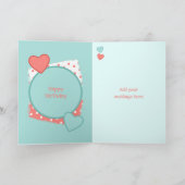 サンゴ子供への緑の水玉模様任意の年齢写真 カード (内部)