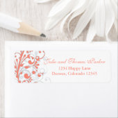 サンゴ抽象芸術結婚フローラ差出人住所ラベル ラベル (インサイチュ)