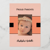 サンゴ新生児告知金ゴールドフォイルフラットカード 箔招待状 (裏面)