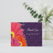 サンゴ明るい赤紫色ナスガーベラデイジーサンキューカード サンキューカード (スタンド正面)