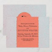 サンゴ桃と石板灰色エジー模様 招待状 (正面/裏面)