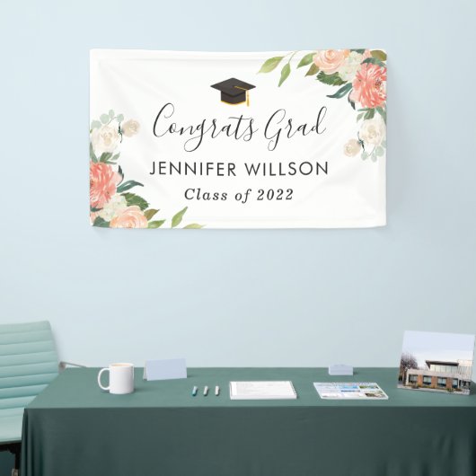 サンゴ桃フローラおめでとうの卒業パーティー 横断幕 (トレードショー)
