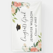 サンゴ桃フローラおめでとうの卒業パーティー 横断幕 (縦)