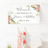 サンゴ桃フローラ結婚お祝いパーティー 横断幕 (インサイチュ)