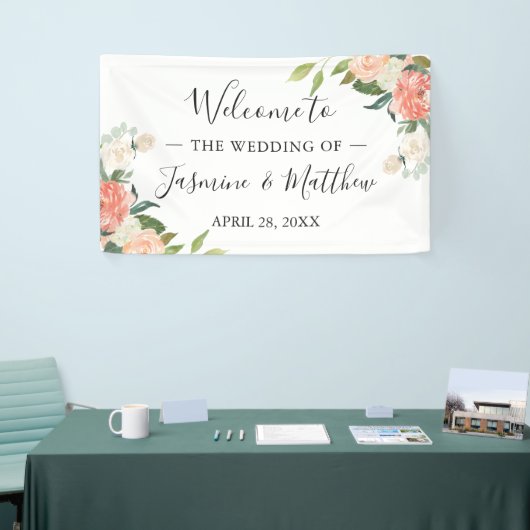 サンゴ桃フローラ結婚お祝いパーティー 横断幕 (トレードショー)