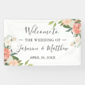 サンゴ桃フローラ結婚お祝いパーティー 横断幕 (横)