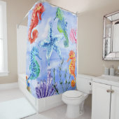 サンゴ模様の海馬とヒトデ シャワーカーテン (インサイチュ)