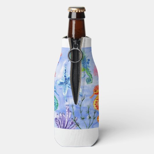 サンゴ模様の海馬とヒトデ ボトルクーラー (ボトル裏面)