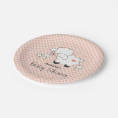 サンゴ水玉模様ラムベビーシャワー ペーパープレート (アングル)