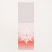 サンゴ水色勾配グラデーションマンダラモノグラム ヨガマット (正面)